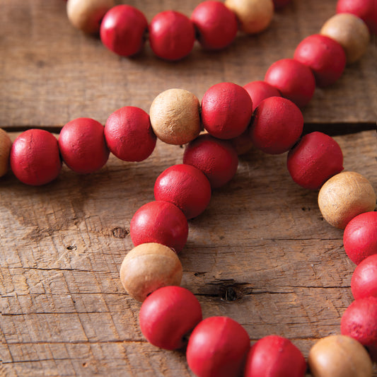 66" Decorative Wood Beads - Red