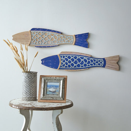 Set of Two Fish Wood Wall Decor