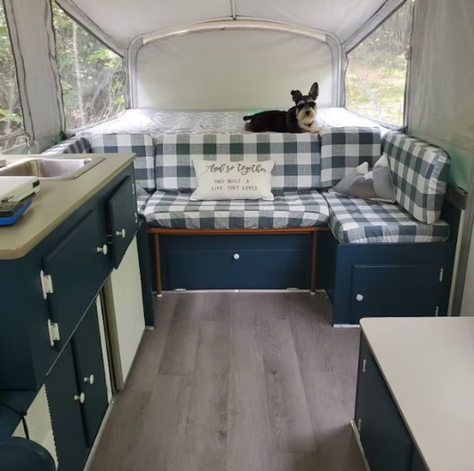 RV Dinette Custom Elastic Fitted & Protective Cushion Cover - Cotton Buffalo Plaid