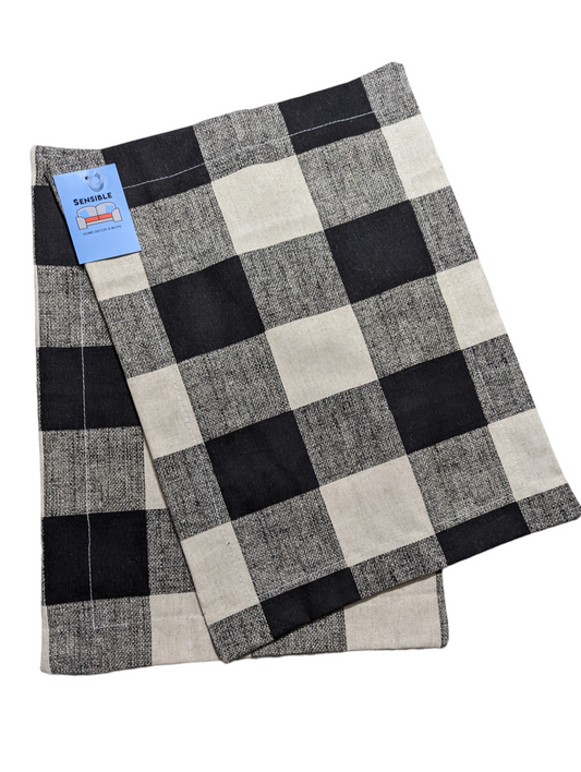 Buffalo Plaid Black Linen Set of 2 Placemats