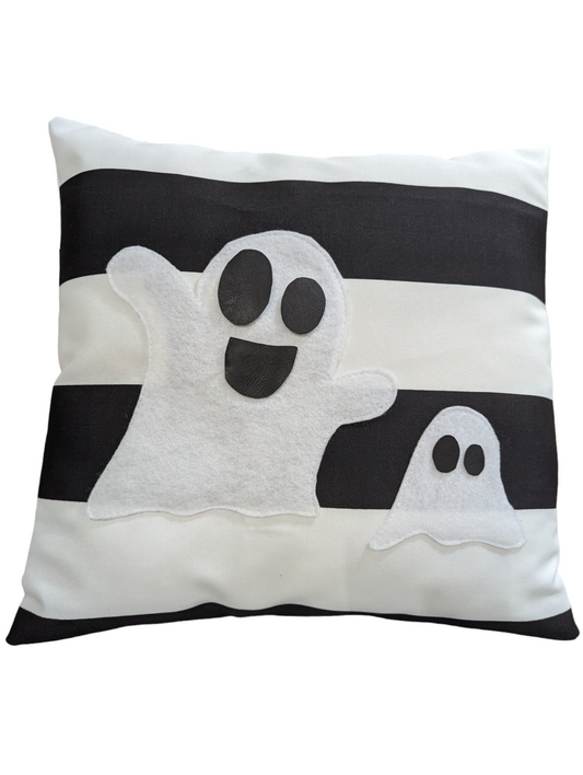 Ghost Black & White Striped Expressions Pillow Cover