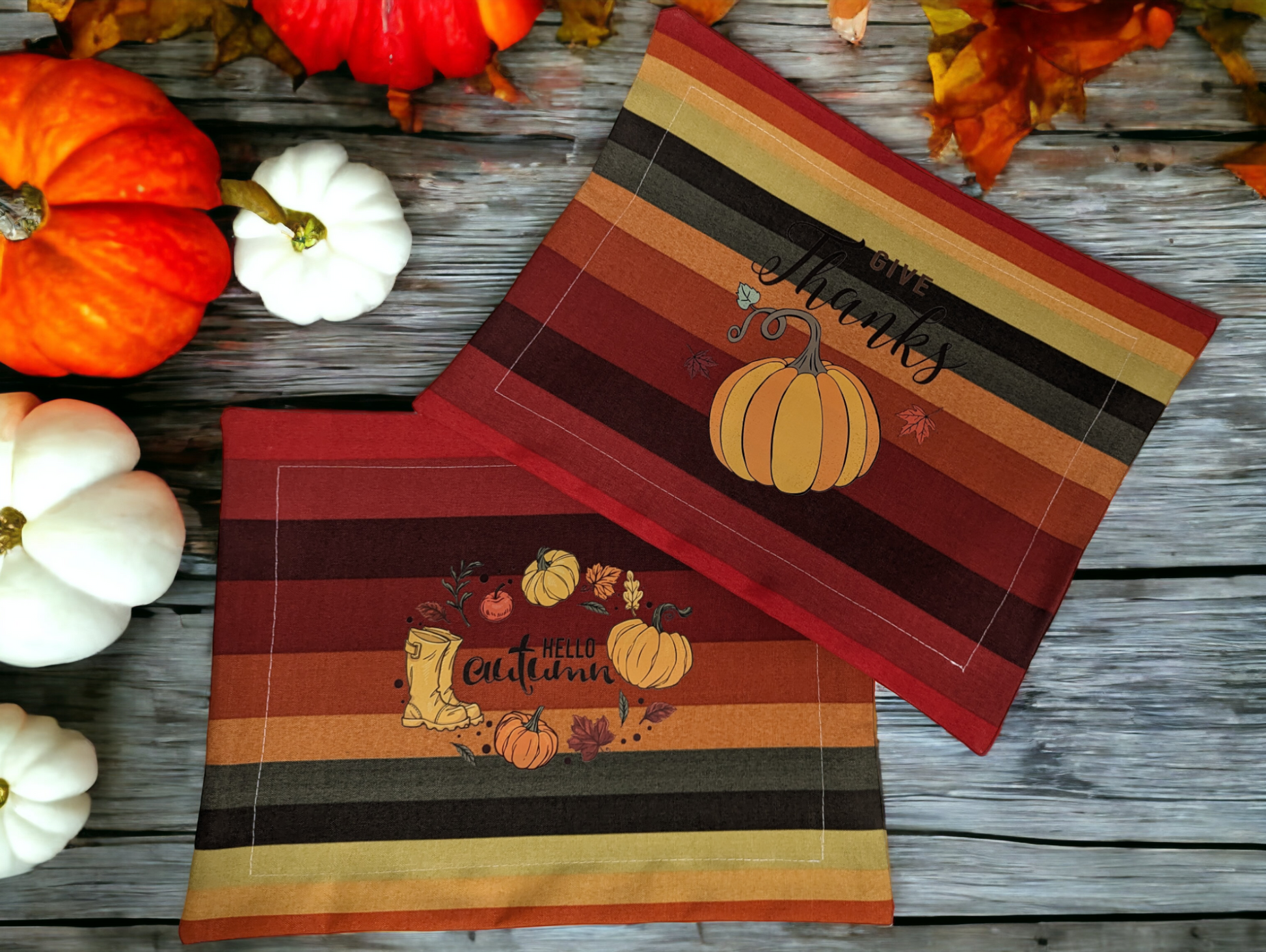 Fall Graphic Islip Cayenne Water Resistant Set of 2 Placemats