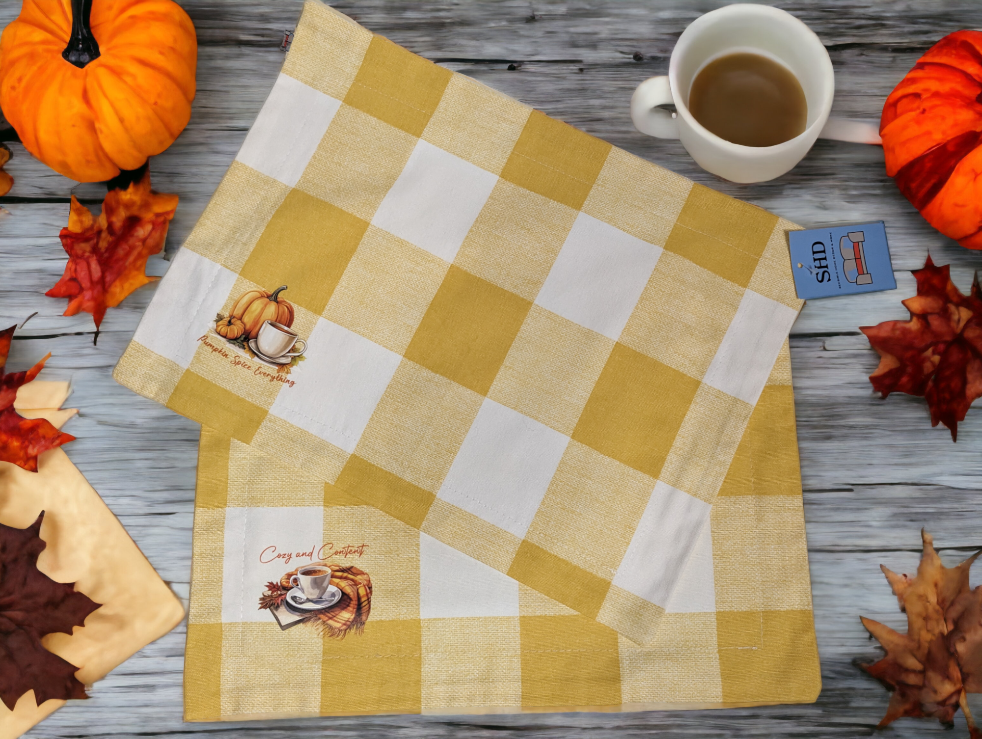 Buffalo Plaid Brazillian Yellow Thanksgiving Fall Graphic Set of 2 Placemats