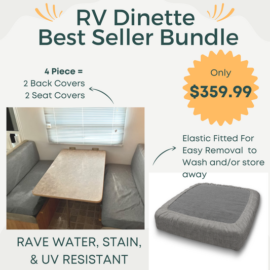 Rave Best Seller 4 Piece RV Dinette Custom Elastic Fitted Cushion Covers Bundle | Water & Stain Resistant, Washable – Choice of Colors