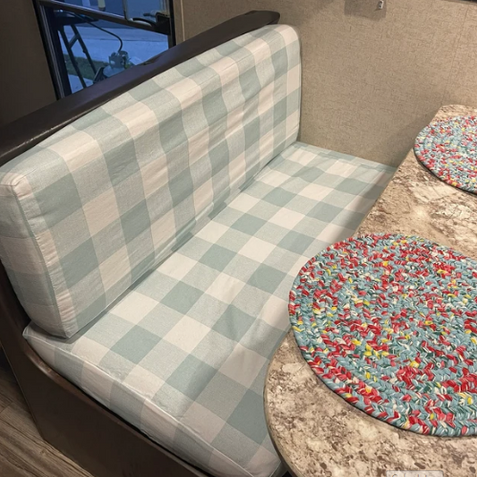 RV Dinette Custom Elastic Fitted & Protective Cushion Cover - Cotton Buffalo Plaid