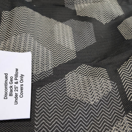 25" Under & Pillow Covers Only | Black Geo Upholstery Fabric - Create Your Own