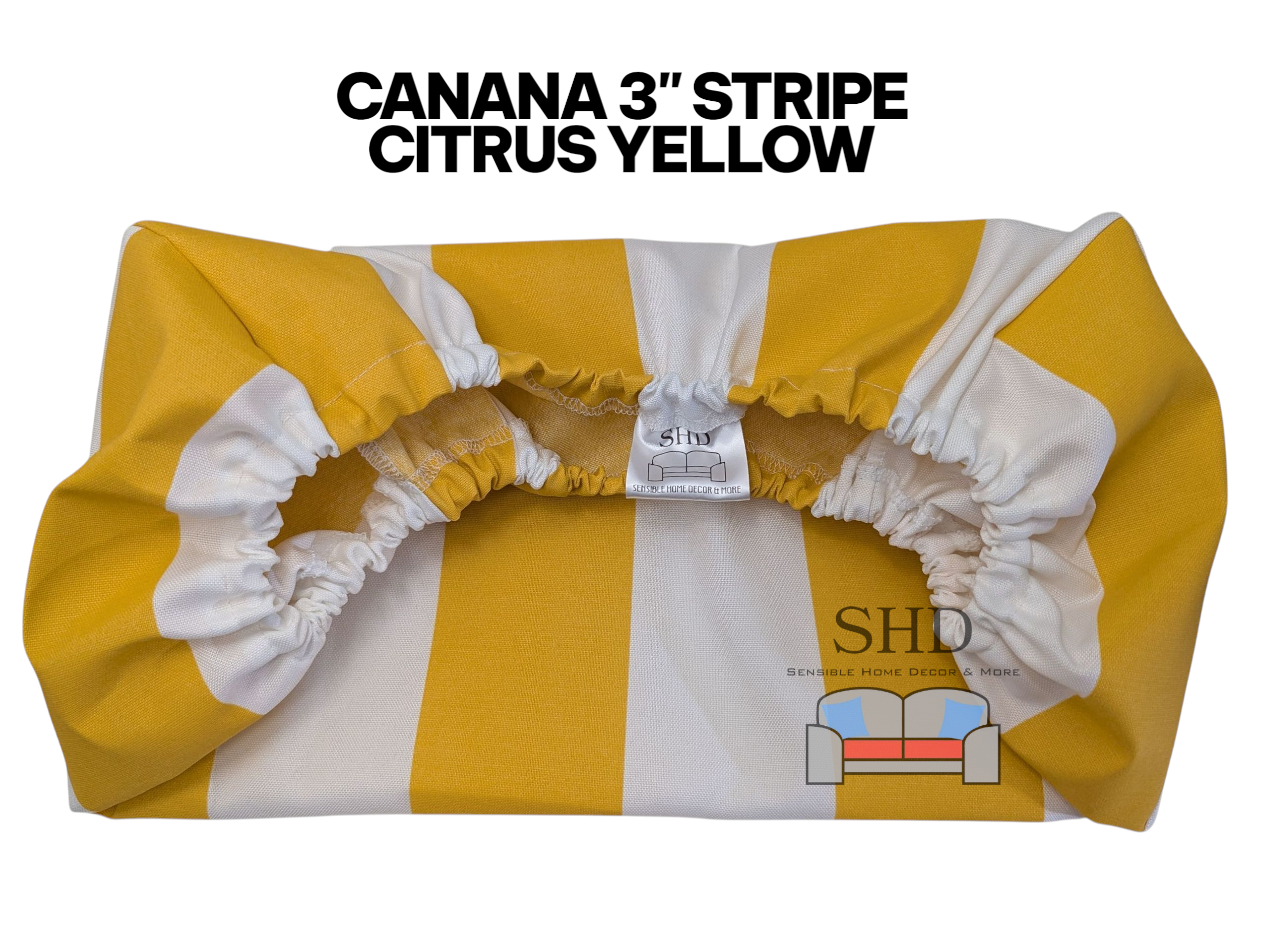 Outdoor Patio Custom Water Resistant Elastic Fitted & Protective Cushion Cover - Cabana Stripe