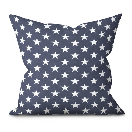 Stars Blue Medium Cotton Throw Pillow Cover