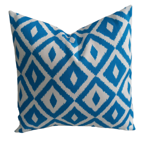 Aztec Ocean Water Resistant - Indoor/Outdoor Throw Pillow Cover - Blue Collection