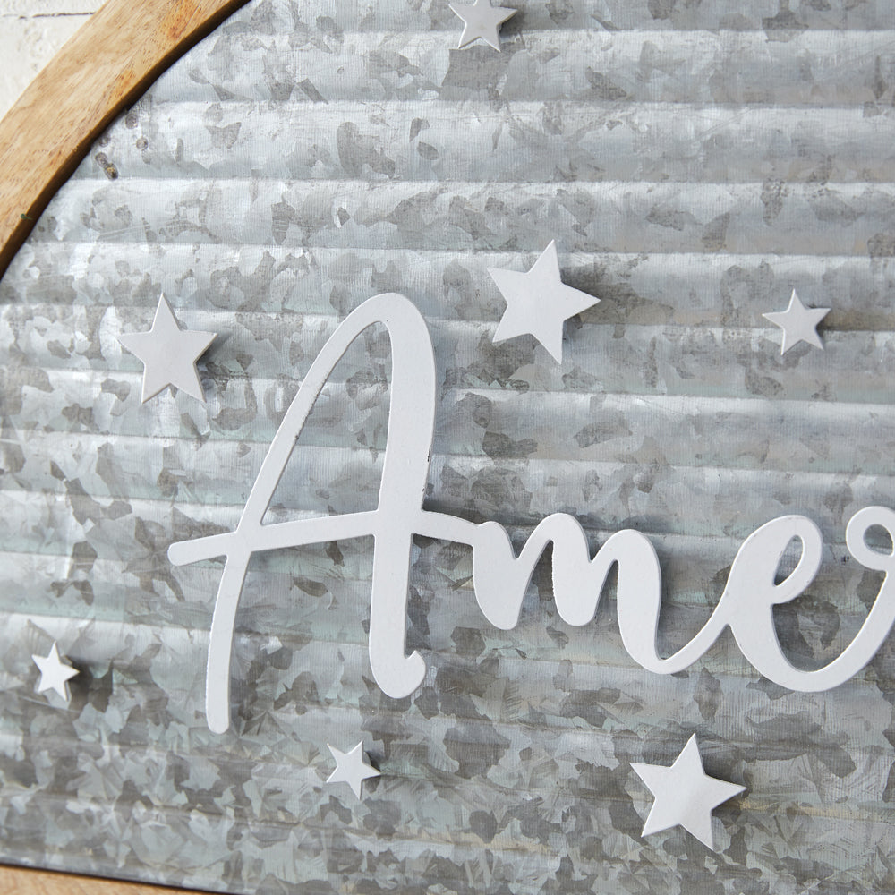 Galvanized America Arched Wall Sign