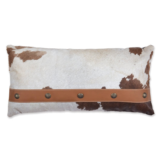 Cowhide and Leather Lumbar Pillow