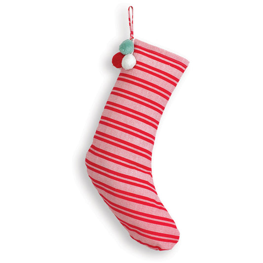 Larger

Red Striped Christmas Stocking with Pom Poms