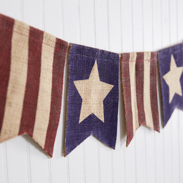 Americana Burlap Banner, Patriotic Banner