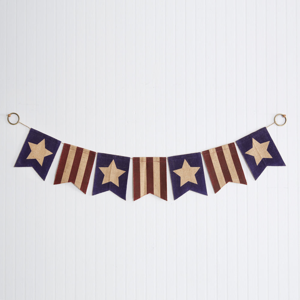 Americana Burlap Banner, Patriotic Banner