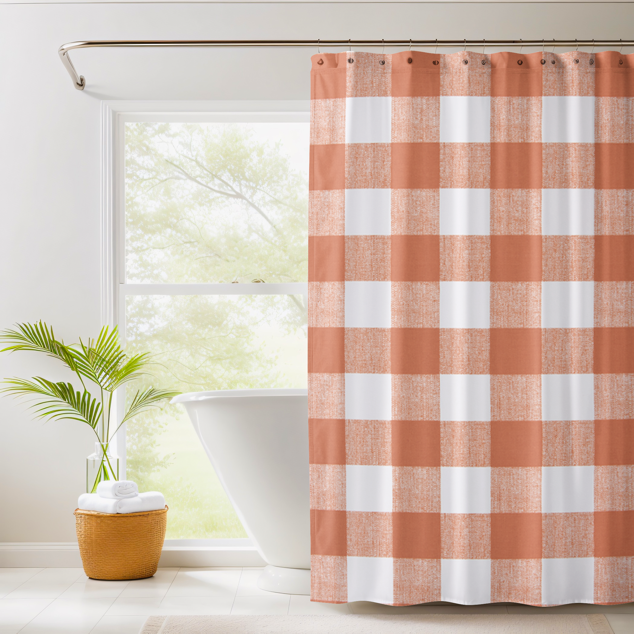 Shower Curtain for House, RV, or Small Space - Cotton Buffalo Plaid