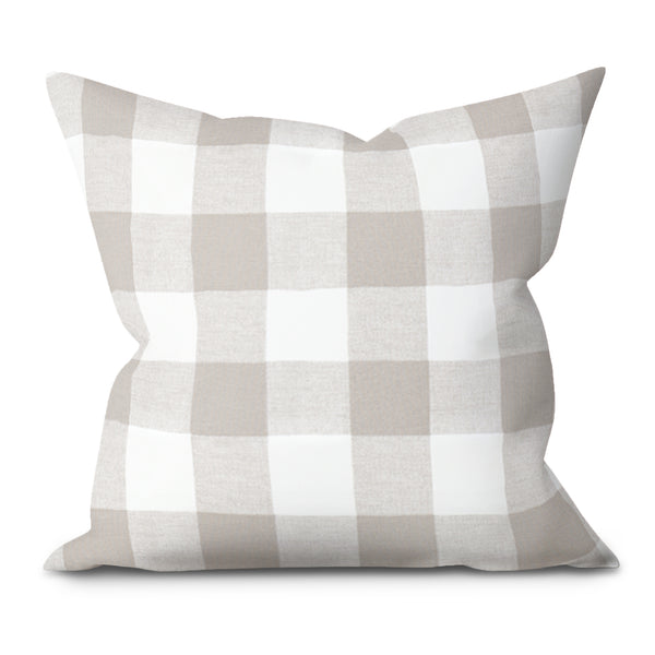 Buffalo Plaid Ecru Cotton Throw Pillow Cover