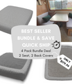 RV Dinette Bundle 4 Piece Elastic Fitted Cushion Covers - Durable Duck Canvas - Cadet Grey Color