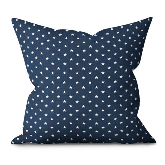 Mini Stars Navy Cotton Throw Pillow Cover