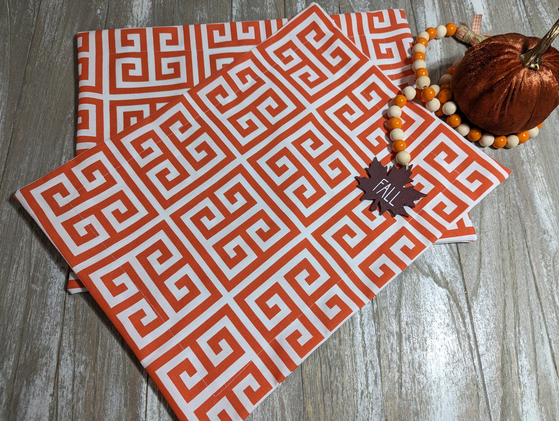 Towers Orange Water Resistant Set of 2 Placemats