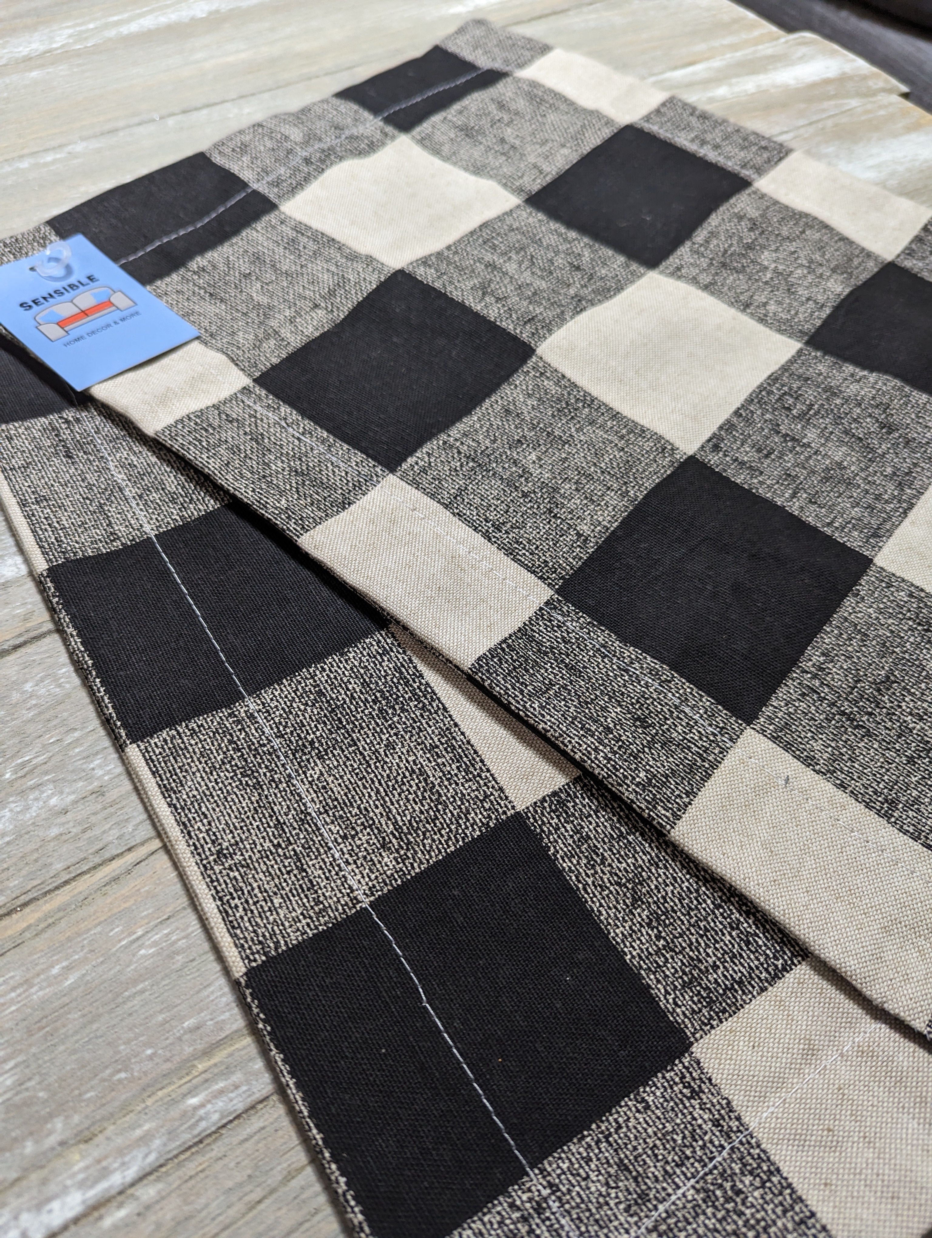 Buffalo Plaid Black Linen Set of 2 Placemats