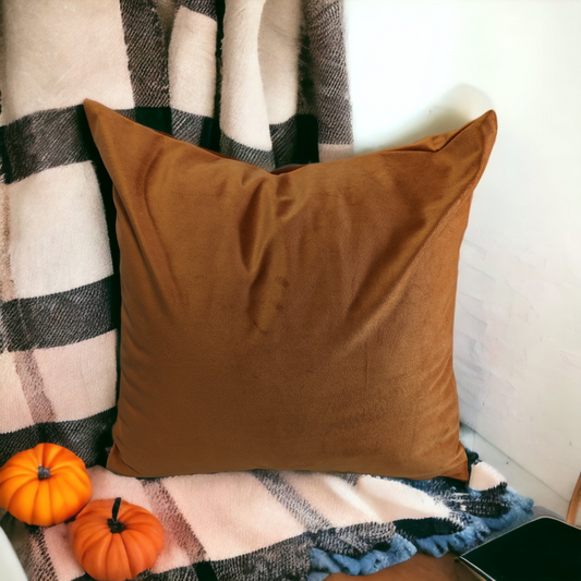 Cozy Fall Burnt Orange Velvet Pillow Cover
