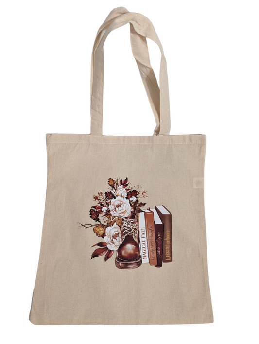 Large Graphic Tote Bag - Floral Shoe Books