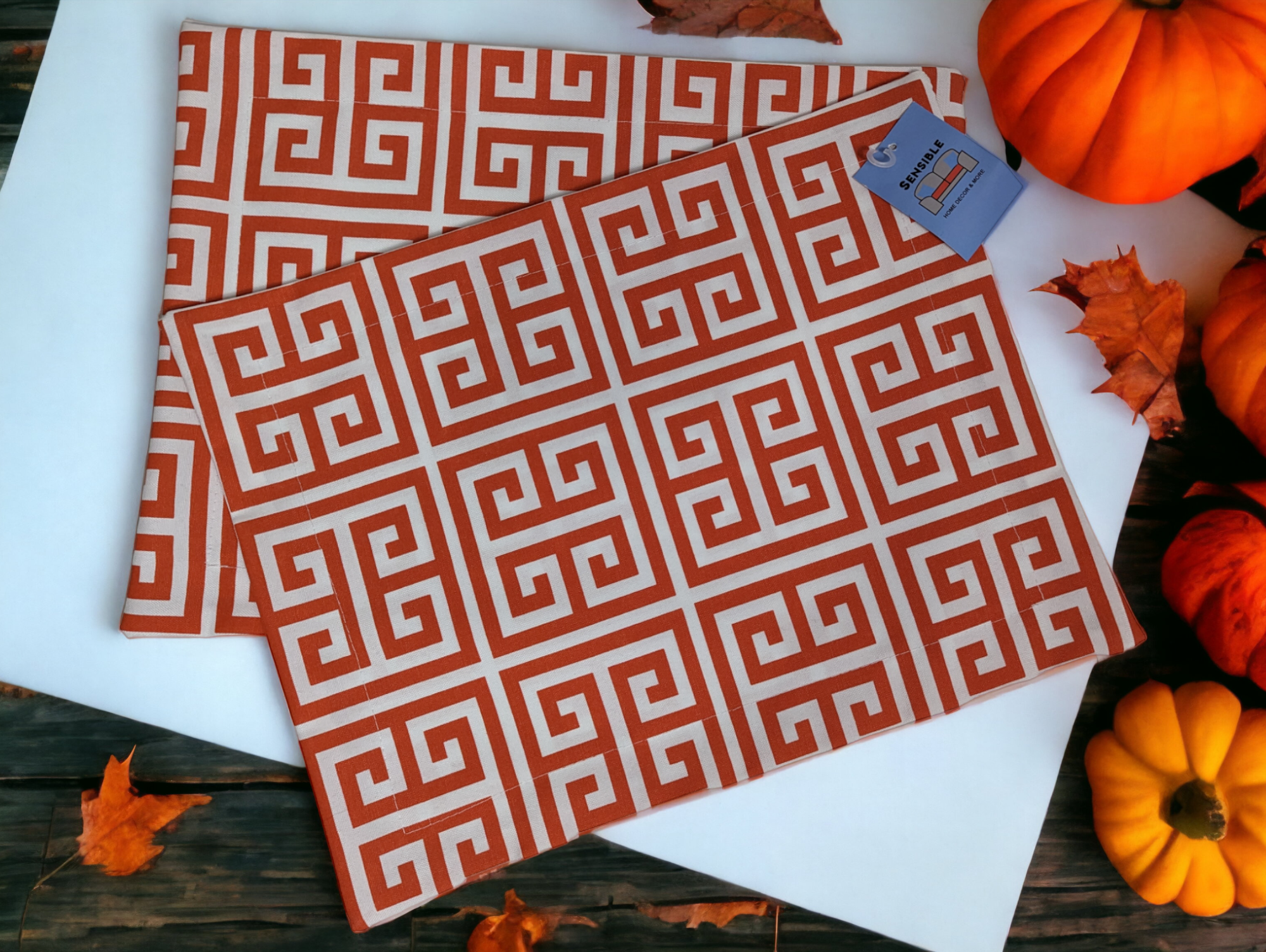 Towers Orange Water Resistant Set of 2 Placemats