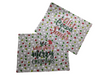 Grey Red White Green Polka Dot Graphic Wish You a Merry, Hot Cocoa For Santa Winter Set of 2 Washable Placemats