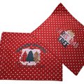 Red White Polka Dot Graphic Oh Christmas Tree, Rocking Around or Winter Set of 2 Washable Placemats
