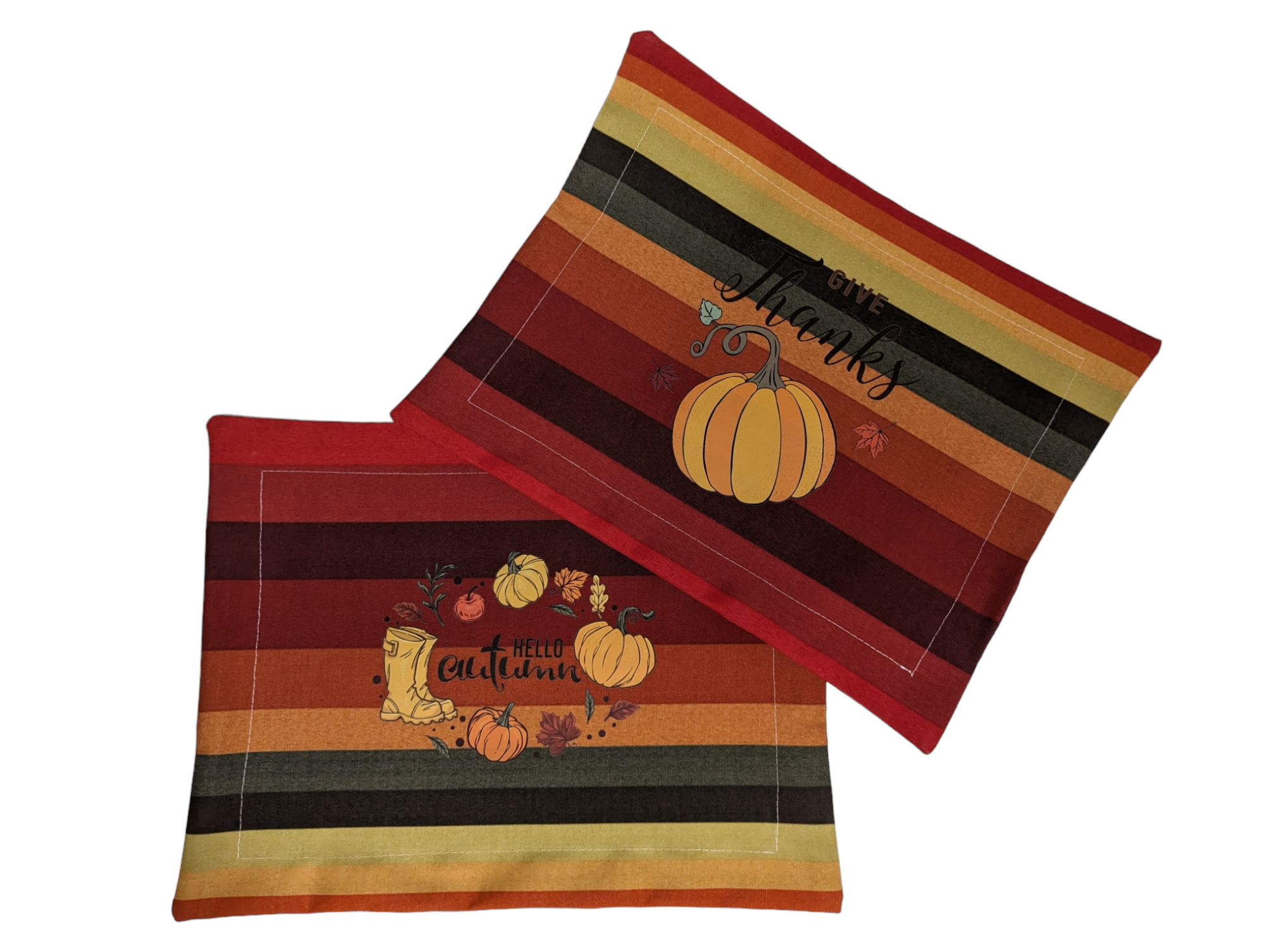 Fall Graphic Islip Cayenne Water Resistant Set of 2 Placemats