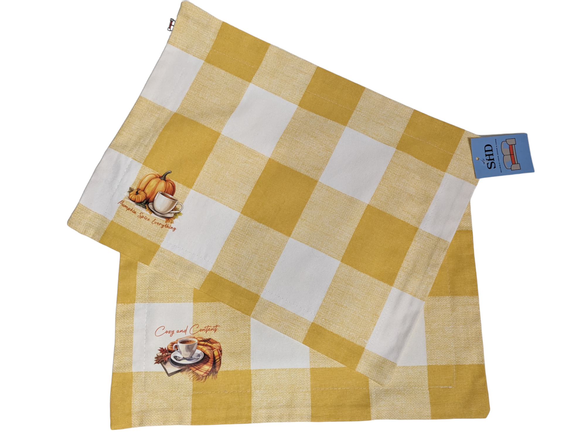 Buffalo Plaid Brazillian Yellow Thanksgiving Fall Graphic Set of 2 Placemats