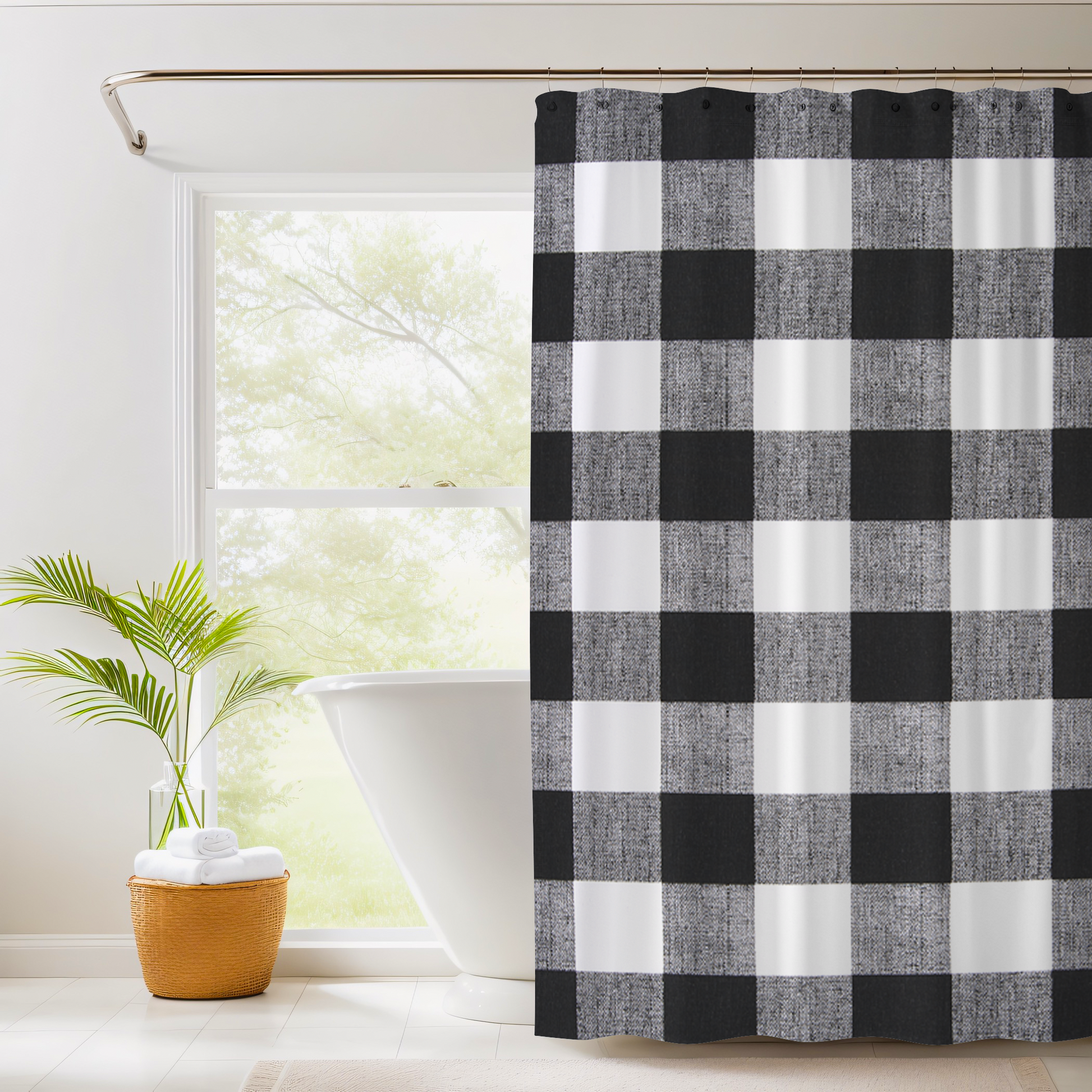 Shower Curtain for House, RV, or Small Space - Cotton Buffalo Plaid