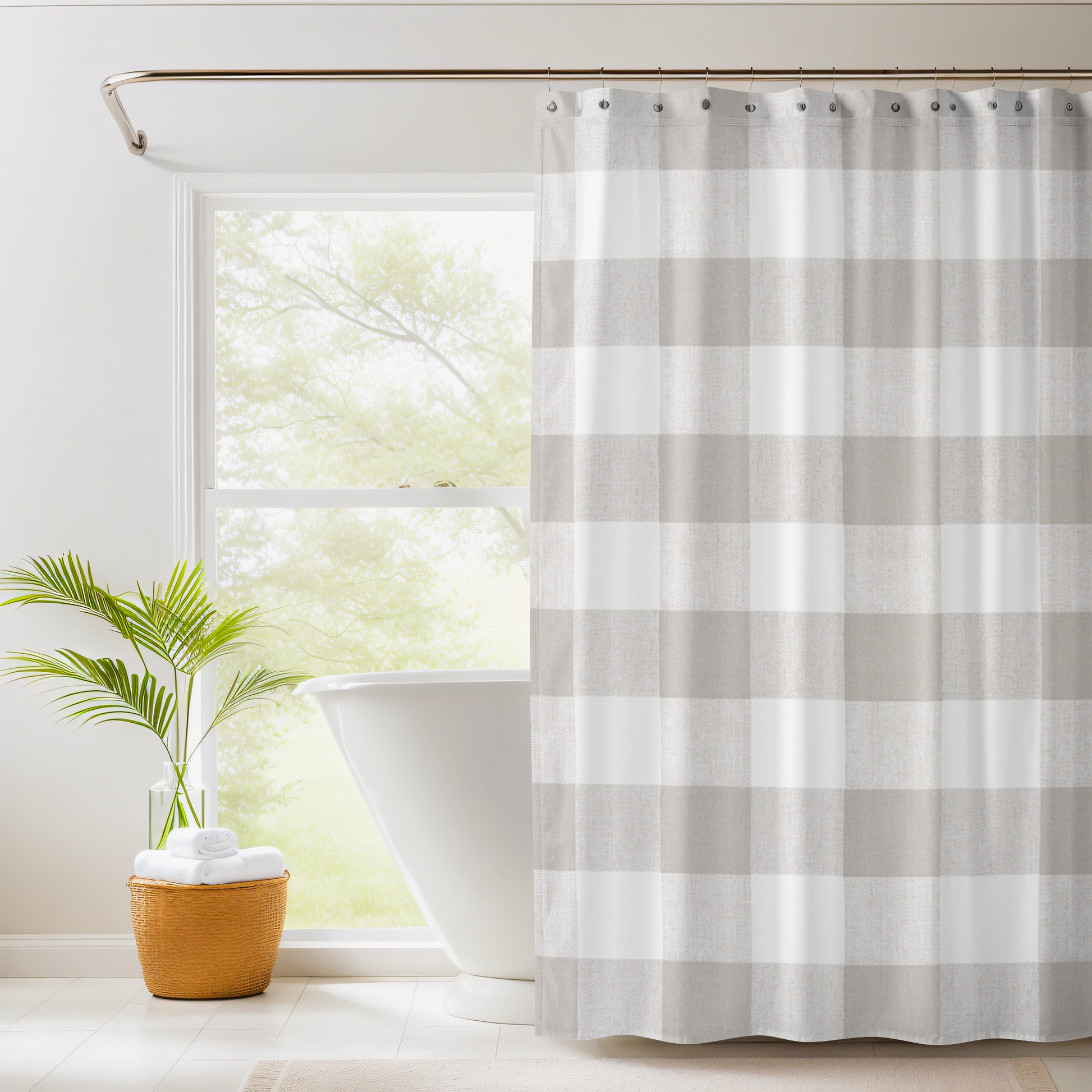 Shower Curtain for House, RV, or Small Space - Cotton Buffalo Plaid