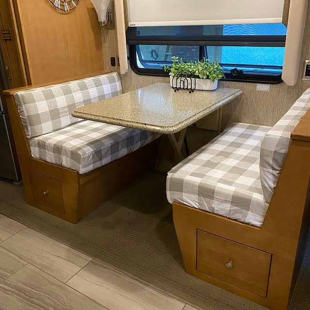 RV Dinette Custom Elastic Fitted & Protective Cushion Cover - Cotton Buffalo Plaid