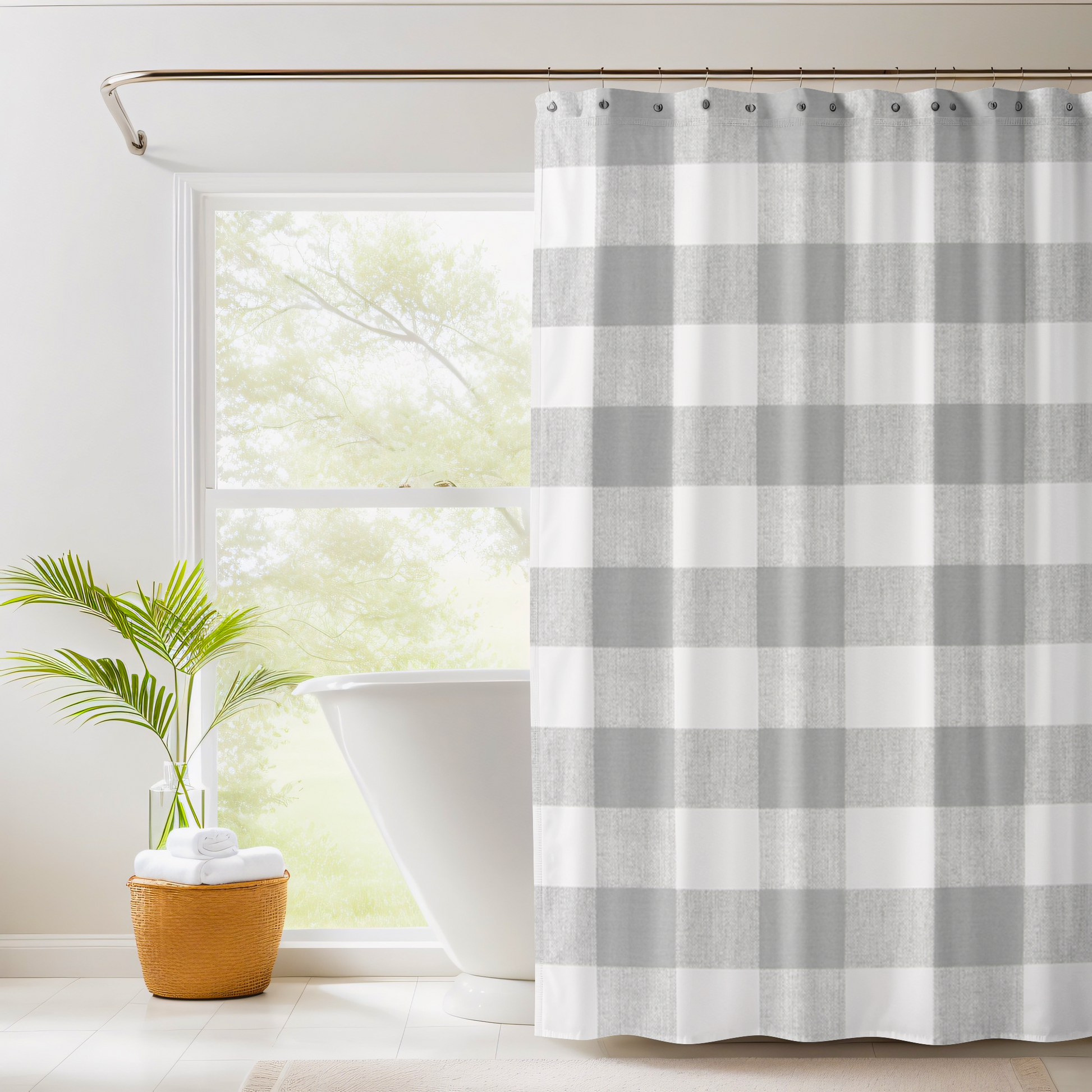 Shower Curtain for House, RV, or Small Space - Cotton Buffalo Plaid