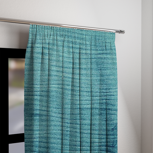 Stream Cyan Embossed Velvet Curtains for RV/ House