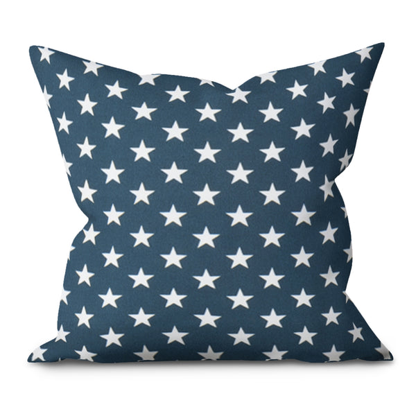 Medium Stars Blue Water Resistant - Indoor/Outdoor Throw Pillow Cover
