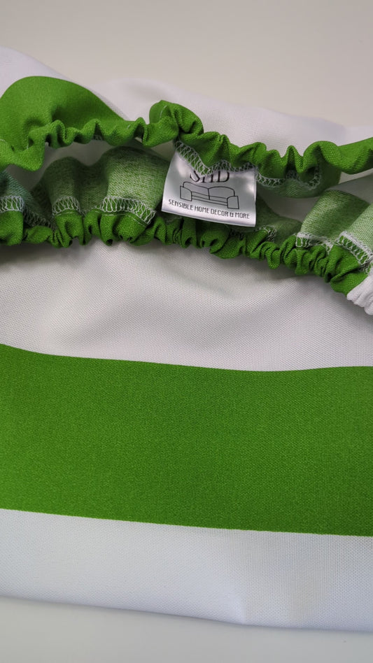 Custom Water Resistant Elastic Fitted & Protective Cushion Cover - Cabana Stripe