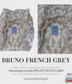 Bruno French Grey Cotton Slub Linen Custom Elastic Fitted Cushion Cover