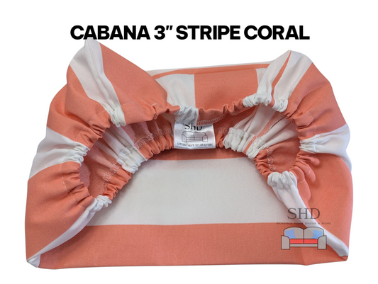 Custom Water Resistant Elastic Fitted & Protective Cushion Cover - Cabana Stripe
