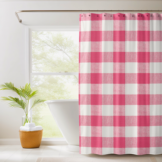 Shower Curtain for House, RV, or Small Space - Cotton Buffalo Plaid