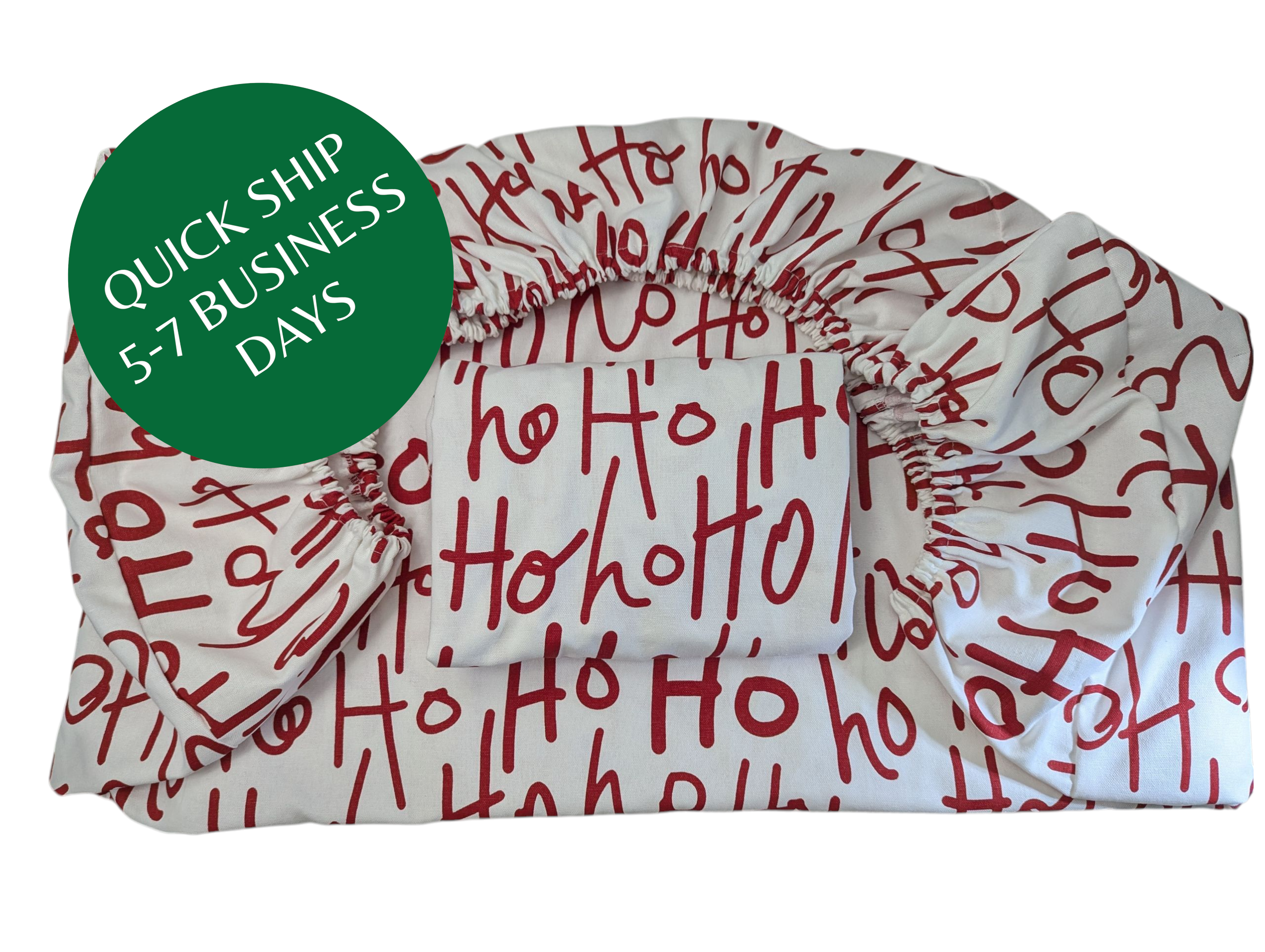 Red White Hohoho Custom Elastic Fitted Cushion Cover | Priced per cover