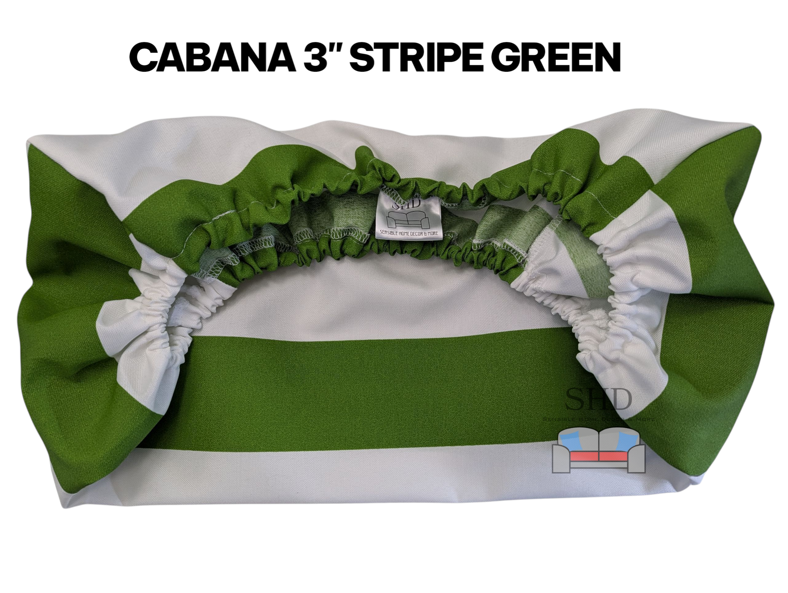 Outdoor Custom Water Resistant Elastic Fitted & Protective Cushion Cover - Cabana Stripe