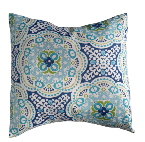 Astrid Turquoise Water Resistant - Indoor/Outdoor Throw Pillow Cover - Blue Collection