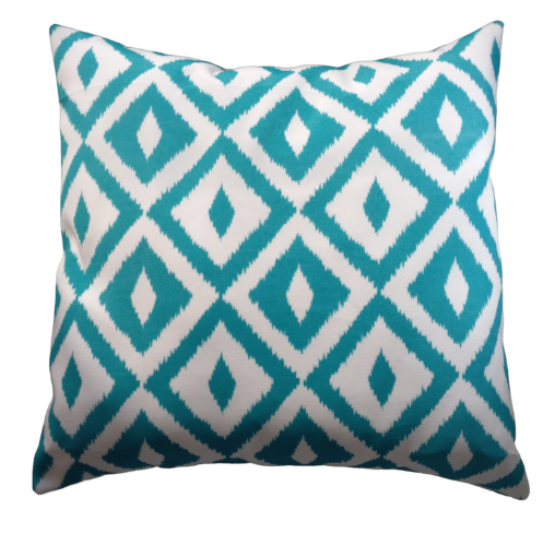 Aztec Teal Water Resistant - Indoor/Outdoor Throw Pillow Cover - Blue Collection
