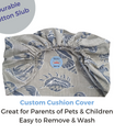 Beach Treasure Slub Custom Elastic Fitted Cushion Cover, Protective Couch Cushion Cover, Replacement Cushion Cover