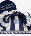Custom Water Resistant Elastic Fitted & Protective Cushion Cover - Cabana Stripe