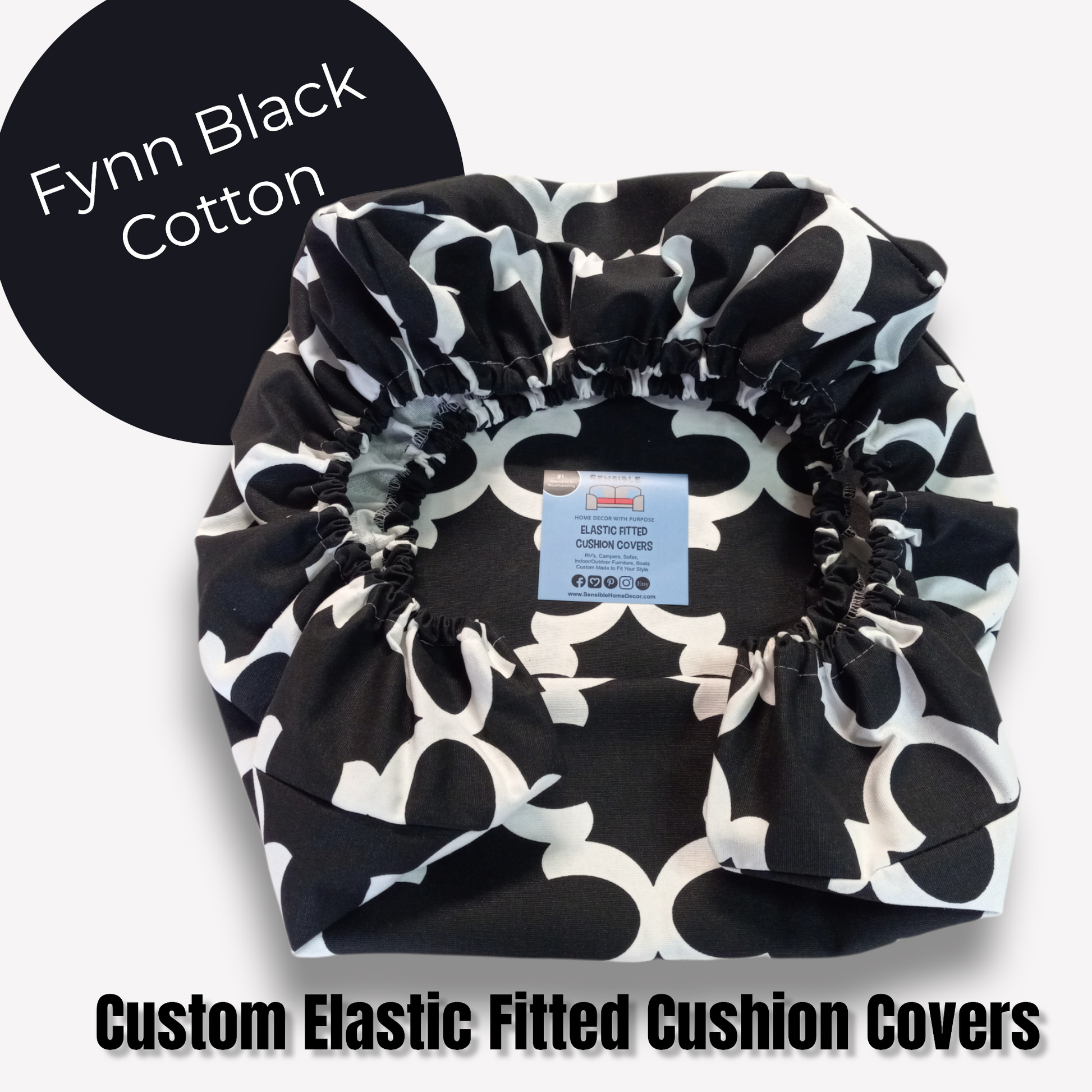 Fynn Cotton Fabric for Custom Elastic Fitted Cushion Cover - Choice of Color