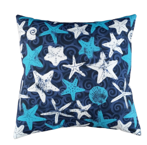 Starfish Indigo Water Resistant - Indoor/Outdoor Throw Pillow Cover - Blue Collection