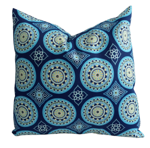 Sundial Navy Water Resistant - Indoor/Outdoor Throw Pillow Cover - Blue Collection